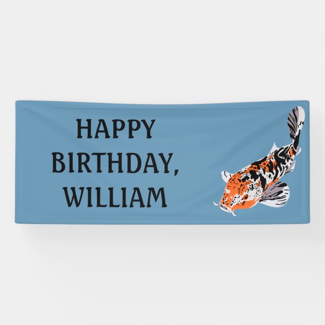 Banderoles Koi Fish Illustration Orange, fête d'anniversaire  (Horizontal)