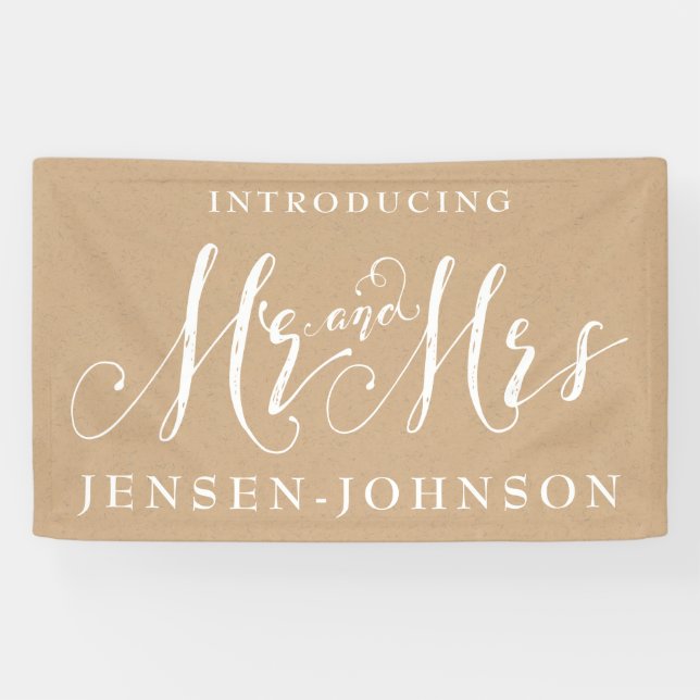 Banderoles Kraft White Neutral M & Mme Mariage Banner Decor (Horizontal)