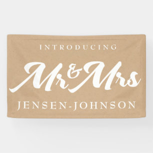 Banderoles Kraft White Neutral Monsieur et Madame Mariage Ban