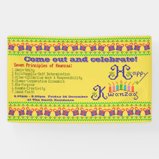 Banderoles Kwanzaa heureux personnalisé (Horizontal)