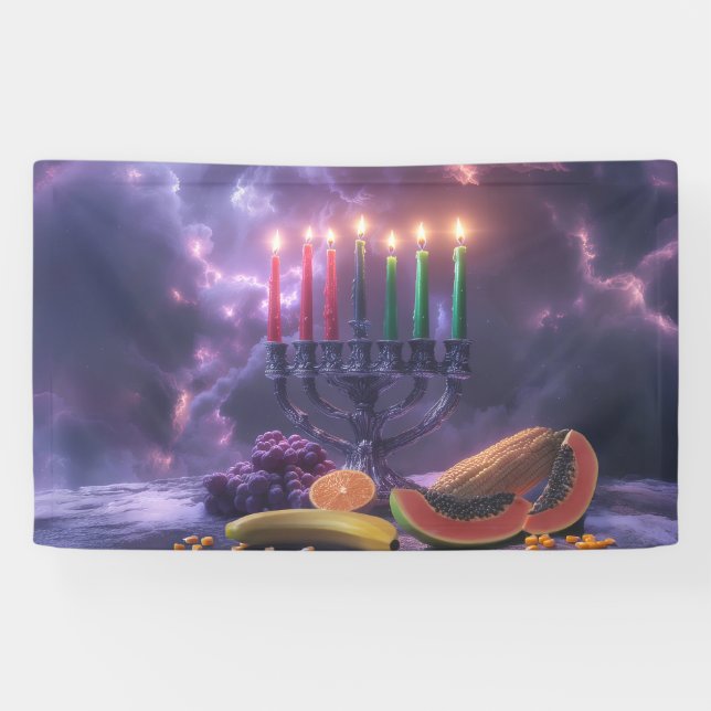 BANDEROLES KWANZAA - KINARA - MISHUMAA SABA -  (Horizontal)