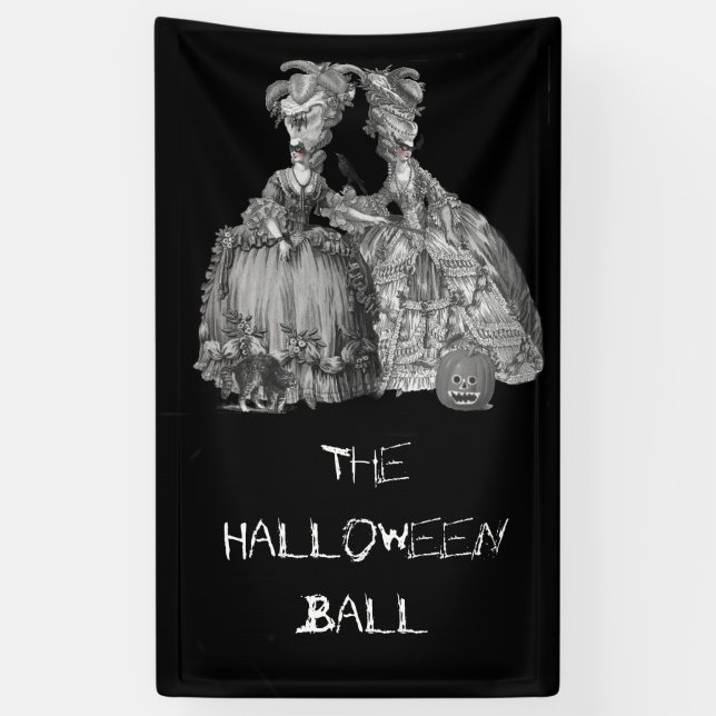 Banderoles La boule d'Halloween (en noir) (Vertical)