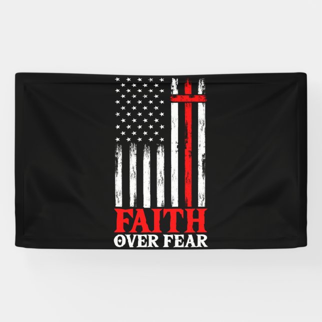 Banderoles La foi sur la peur Cool Christian Flag Cross (Horizontal)