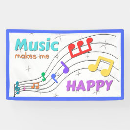 Banderoles La Musique Me Rend Heureux Rainbow Notes Banner