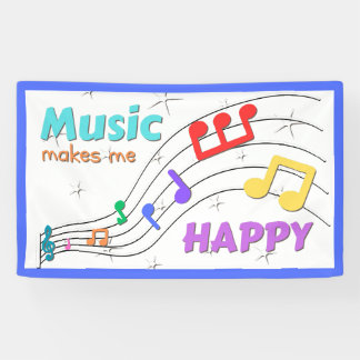 Banderoles La Musique Me Rend Heureux Rainbow Notes Banner
