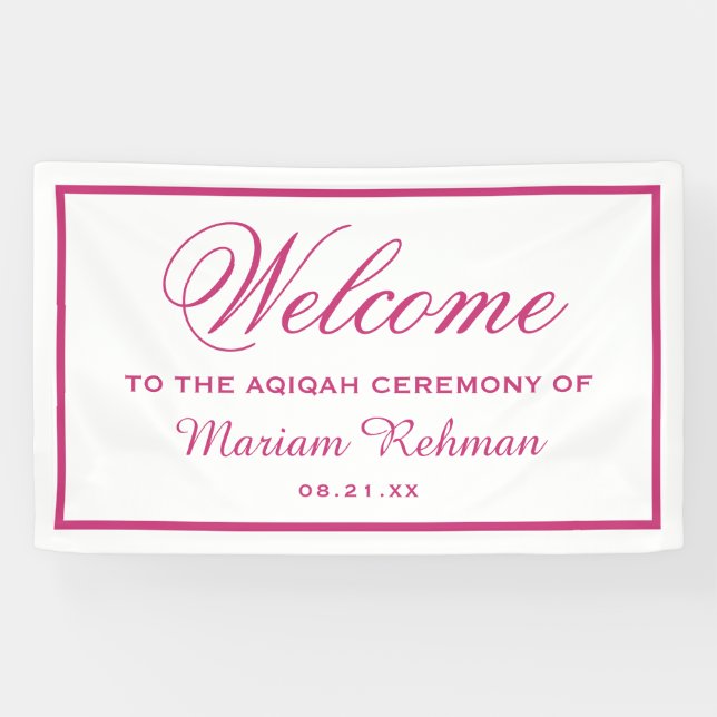 Banderoles La petite fille rose Aqiqah (Horizontal)