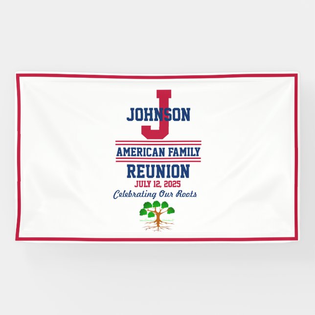 Banderoles La Réunion de famille de l'Amérique rouge, blanc, (Horizontal)