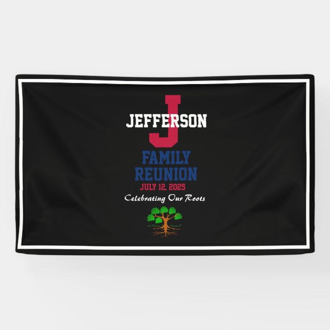 Banderoles La Réunion de famille rouge, blanc, bleu pour tout (Horizontal)