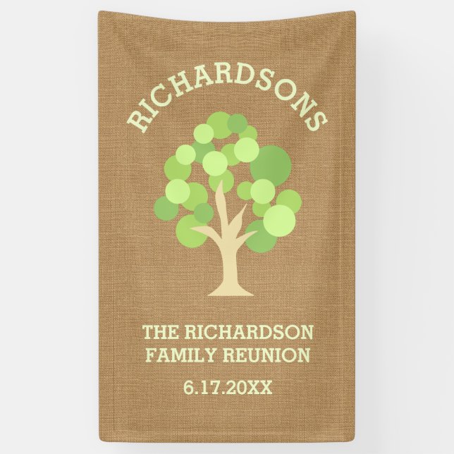 Banderoles La Réunion de famille verte rustique mignonne (Vertical)