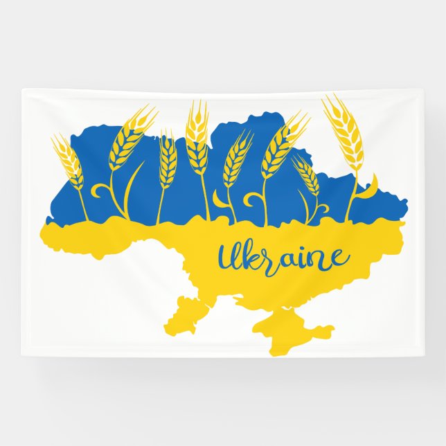 Banderoles La typographie ukrainienne et l'oreille au blé sur (Horizontal)