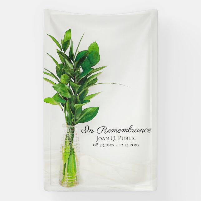 Banderoles La verdure dans Vase Célébration de la vie Funérai (Verticale)