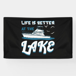 Banderoles La Vie Est Meilleure Au Lac - Pontoon Boat Cadeau