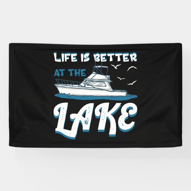 Banderoles La Vie Est Meilleure Au Lac - Pontoon Boat Cadeau (Horizontal)