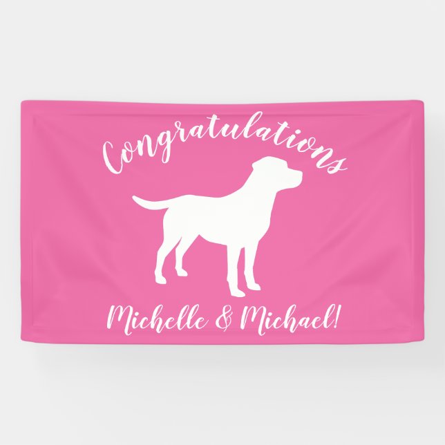 Banderoles Labrador Theme Chien Baby shower Pink Lab (Horizontal)