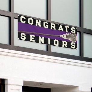 Banderoles Lacrosse Team Purple Congrats