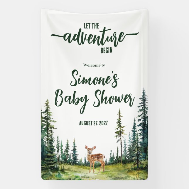 Banderoles Laissez l'aventure commencer ! Baby shower foresti (Verticale)