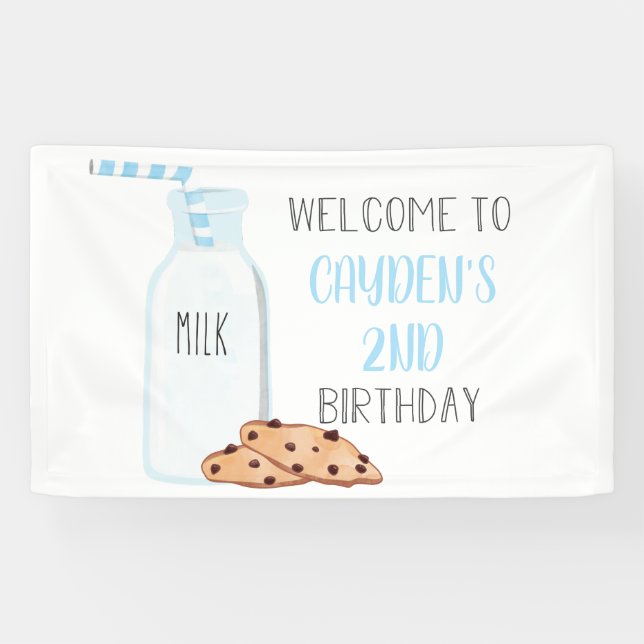 Banderoles Lait et biscuits Anniversaire Affiche de bienvenue (Horizontal)