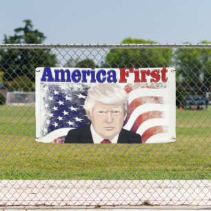 Banderoles L'Amérique d'abord Trump célèbre et raye la banniè