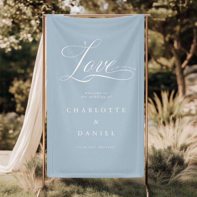 Banderoles L'amour est tout ce dont vous avez besoin ! Élégan (Love is all you need! Personalized, Elegant, welcome, wedding Banner with your names and date.)