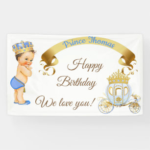 Banderoles Landau pour bébé prince royal bleu or