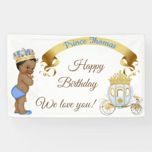 Banderoles Landau pour bébé prince royal bleu or