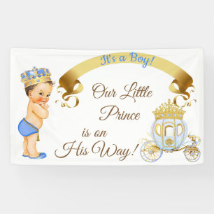 Banderoles Landau pour bébé prince royal bleu or