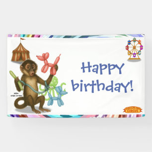 Banderoles L'anniversaire magique du singe en ballon de Spike
