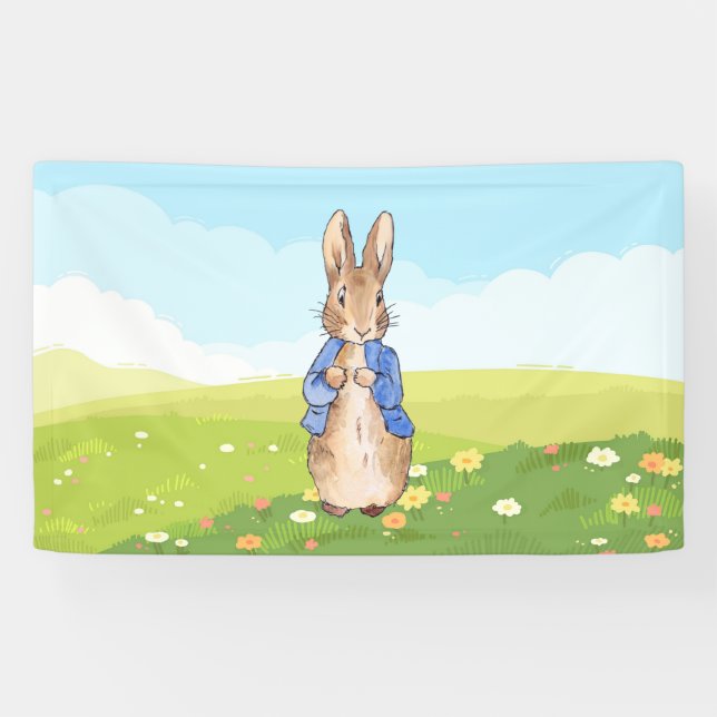 Banderoles Lapin classique dans une prairie (Horizontal)