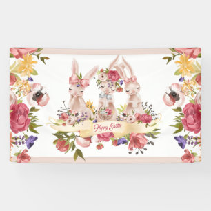 Banderoles Lapin de Pâques heureux d'aquarelle