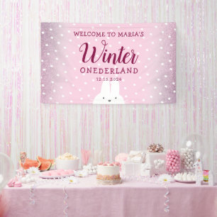 Banderoles Lapin Pailleté Rose Hiver ONEdimanche