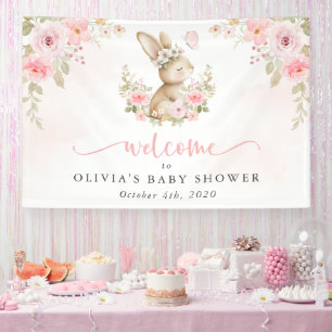 Banderoles Lapin, Papillon, Fleurs, Bienvenue à la Baby Showe