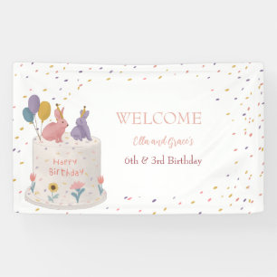 Banderoles Lapin pastel pour l'anniversaire commun de la sœur