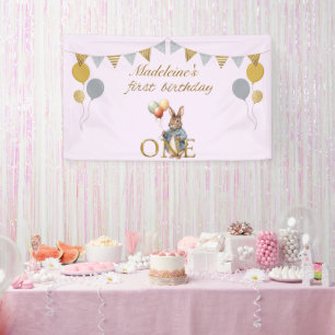 Banderoles Lapin personnalisé pour le premier anniversaire av