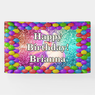Banderoles Lapine Pom-Pom Girl date d'anniversaire