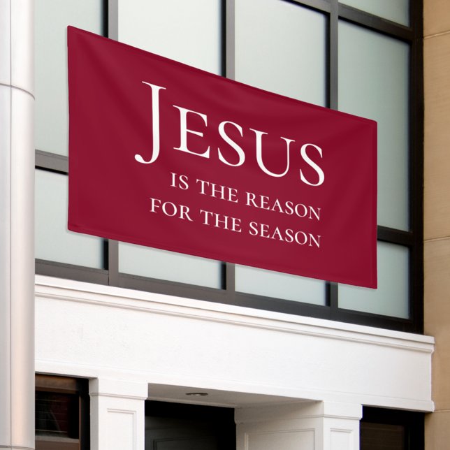 Banderoles Large Red Jesus is the reason for Christmas Sign (Large dark red custom Christmas banner. Jesus is the reason for the season. Christian church sign.
)