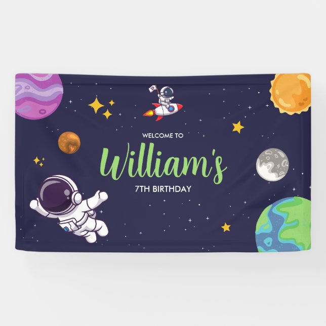 Banderoles L'astronaute de l'espace à tout âge fête d'anniver (Horizontal)