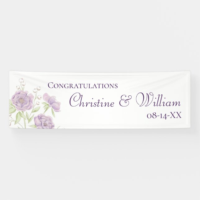 Banderoles Lavender Purple Rose Wedding (Horizontal)