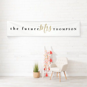 Banderoles L'avenir Mme nom Black Gold Script Blanc