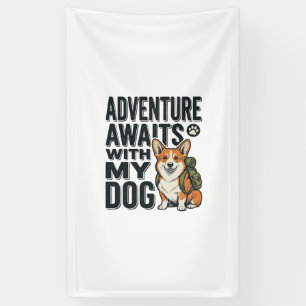 Banderoles L'aventure attend avec mon chien design de randonn