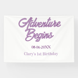 Banderoles L'aventure commence 1er anniversaire nom date simp