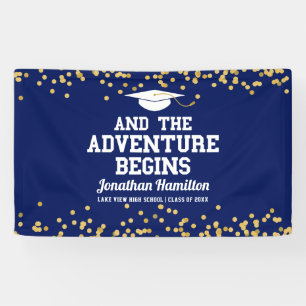 Banderoles L'aventure commence Navy Blue Grad Party