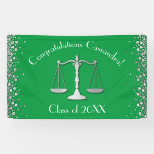 Banderoles Lawyer Law School Green Silver Graduation Party
