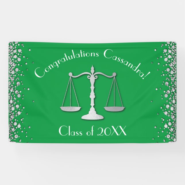 Banderoles Lawyer Law School Green Silver Graduation Party (Horizontal)
