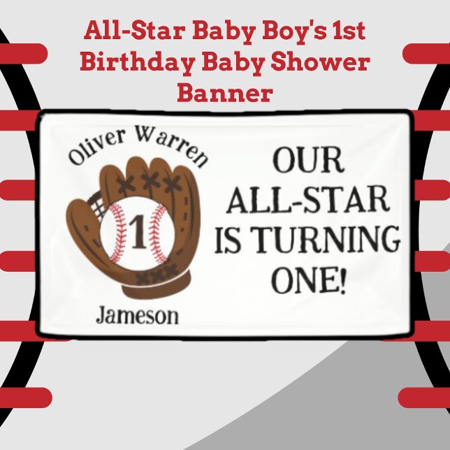 Banderoles Le 1er Baby shower d'anniversaire du bébé All-Star (All-Star Baby Boy's 1st Birthday Baby Shower Banner)