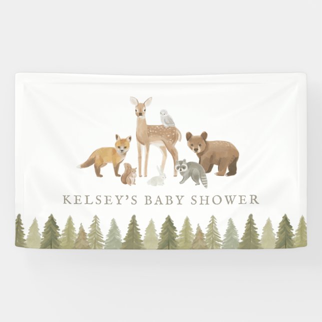 Banderoles Le Baby shower des animaux des bois (Horizontal)