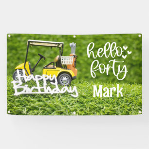 Banderoles Le chariot de golf est sur l'herbe verte 40e anniv