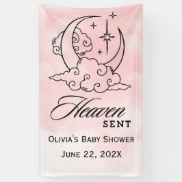 Banderoles Le ciel a envoyé Baby shower rose lune étoiles