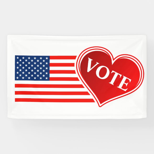 Banderoles Le drapeau américain et le vote du coeur (Horizontal)