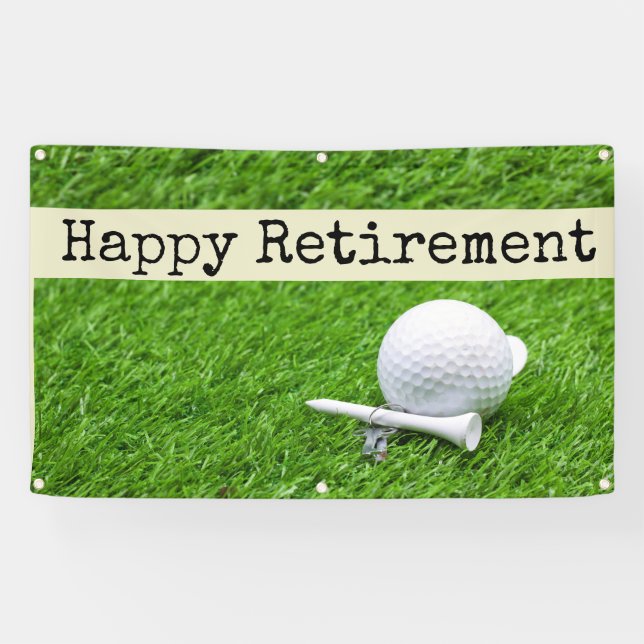 Banderoles Le Golf Une retraite heureuse avec un ballon de go (Horizontal)