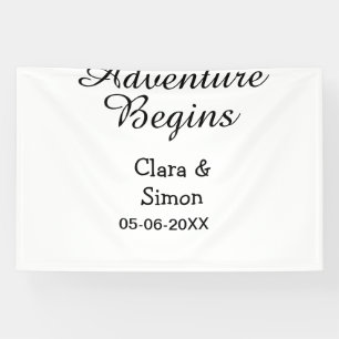 Banderoles Le nom du couple de mariés commence l'aventure dat